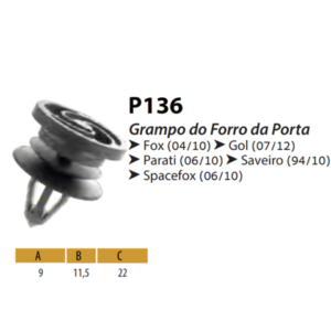 GRAMPO FORRO PORTA FOX/GOL/SAV/CAMINHAO VW