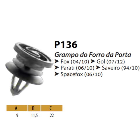 GRAMPO FORRO PORTA FOX/GOL/SAV/CAMINHAO VW