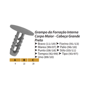 GRAMPO FORRACAO FIORINO/PALIO/UNO PTO